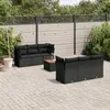 Image de vidaXL Salon de jardin 7 pcs avec coussins noir résine tressée