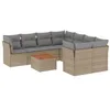 Image de vidaXL Salon de Jardin avec Coussins 9 pcs, Canapés avec Pieds Réglables, Ensemble de Meubles d'Extérieur Patio Terrasse, Moderne, Beige Résine Tressée
