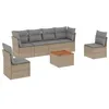 Image de vidaXL Salon de Jardin avec Coussins 7 pcs, Canapés avec Pieds Réglables, Ensemble de Meubles d'Extérieur Patio Terrasse, Moderne, Beige Résine Tressée