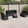 Image de vidaXL Salon de jardin 8 pcs avec coussins noir résine tressée