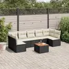 Image de vidaXL Salon de jardin 8 pcs avec coussins noir résine tressée