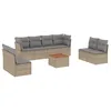 Image de vidaXL Salon de Jardin avec Coussins 9 pcs, Canapés avec Pieds Réglables, Ensemble de Meubles d'Extérieur Patio Terrasse, Moderne, Beige Résine Tressée