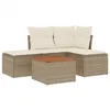 Image de vidaXL Salon de Jardin avec Coussins 5 pcs Beige résine tressée