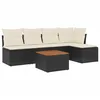 Image de vidaXL Salon de Jardin avec Coussins 6 pcs, Canapés avec Pieds Réglables, Ensemble de Meubles d'Extérieur Patio Terrasse, Moderne, Noir Résine Tressée