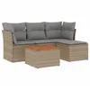 Image de vidaXL Salon de Jardin avec Coussins 5 pcs, Canapés avec Pieds Réglables, Ensemble de Meubles d'Extérieur Patio Terrasse, Moderne, Beige Résine Tressée