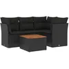 Image de vidaXL Salon de Jardin avec Coussins 5 pcs, Canapés avec Pieds Réglables, Ensemble de Meubles d'Extérieur Patio Terrasse, Moderne, Noir Résine Tressée