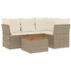 Image de vidaXL Salon de Jardin avec Coussins 5 pcs Beige résine tressée