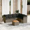 Image de vidaXL Salon de jardin avec coussins 7 pcs gris résine tressée