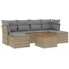 Image de vidaXL Salon de Jardin avec Coussins 7 pcs, Canapés avec Pieds Réglables, Ensemble de Meubles d'Extérieur Patio Terrasse, Moderne, Beige Résine Tressée