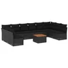 Image de vidaXL Salon de Jardin avec Coussins 11 pcs, Canapés avec Pieds Réglables, Ensemble de Meubles d'Extérieur Patio Terrasse, Moderne, Noir Résine Tressée