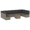 Image de vidaXL Salon de Jardin avec Coussins 11 pcs, Canapés avec Pieds Réglables, Ensemble de Meubles d'Extérieur Patio Terrasse, Moderne, Gris Résine Tressée