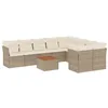 Image de vidaXL Salon de Jardin avec Coussins 10 pcs Beige résine tressée