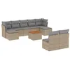 Image de vidaXL Salon de Jardin avec Coussins 10 pcs Beige résine tressée