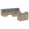 Image de vidaXL Salon de Jardin avec Coussins 10 pcs, Canapés de Patio, Ensemble de Meubles, Mobilier de Terrasse Extérieur, Beige Résine Tressée