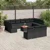 Image de vidaXL Salon de jardin avec coussins 14 pcs noir résine tressée