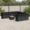 Image de vidaXL Salon de jardin 12 pcs avec coussins noir résine tressée