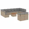 Image de vidaXL Salon de Jardin avec Coussins 13 pcs, Canapés avec Pieds Réglables, Ensemble de Meubles d'Extérieur Patio Terrasse, Moderne, Beige Résine Tressée
