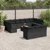 Image de vidaXL Salon de jardin avec coussins 14 pcs noir résine tressée