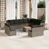 Image de vidaXL Salon de jardin avec coussins 13 pcs gris résine tressée
