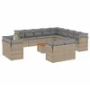 Image de vidaXL Salon de Jardin avec Coussins 14 pcs, Canapés avec Pieds Réglables, Ensemble de Meubles d'Extérieur Patio Terrasse, Moderne, Beige Résine Tressée