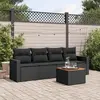 Image de vidaXL Salon de jardin 5 pcs avec coussins noir résine tressée