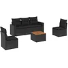 Image de vidaXL Salon de Jardin avec Coussins 6 pcs, Canapés avec Pieds Réglables, Ensemble de Meubles d'Extérieur Patio Terrasse, Moderne, Noir Résine Tressée
