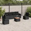 Image de vidaXL Salon de jardin 7 pcs avec coussins noir résine tressée