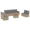 Image de vidaXL Salon de Jardin avec Coussins 9 pcs, Canapés avec Pieds Réglables, Ensemble de Meubles d'Extérieur Patio Terrasse, Moderne, Beige Résine Tressée