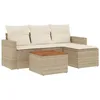 Image de vidaXL Salon de Jardin avec Coussins 5 pcs Beige résine tressée