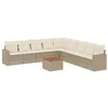 Image de vidaXL Salon de Jardin avec Coussins 10 pcs, Canapés avec Pieds Réglables, Ensemble de Meubles d'Extérieur Patio Terrasse, Moderne, Beige Résine Tressée