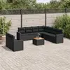 Image de vidaXL Salon de jardin 10 pcs avec coussins noir résine tressée