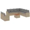 Image de vidaXL Salon de Jardin avec Coussins 10 pcs Beige résine tressée