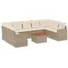 Image de vidaXL Salon de Jardin avec Coussins 10 pcs Beige résine tressée