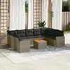 Image de vidaXL Salon de jardin avec coussins 10 pcs gris résine tressée