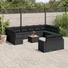 Image de vidaXL Salon de jardin avec coussins 13 pcs noir résine tressée