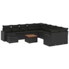 Image de vidaXL Salon de Jardin avec Coussins 12 pcs, Canapés de Patio, Ensemble de Meubles, Mobilier de Terrasse Extérieur, Noir Résine Tressée