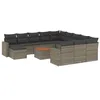 Image de vidaXL Salon de Jardin avec Coussins 13 pcs, Canapés de Patio, Ensemble de Meubles, Mobilier de Terrasse Extérieur, Gris Résine Tressée