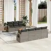 Image de vidaXL Salon de jardin 8 pcs avec coussins gris résine tressée