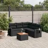 Image de vidaXL Salon de jardin 6 pcs avec coussins noir résine tressée