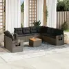 Image de vidaXL Salon de jardin avec coussins 10 pcs gris résine tressée