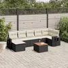 Image de vidaXL Salon de jardin 8 pcs avec coussins noir résine tressée