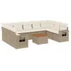 Image de vidaXL Salon de Jardin avec Coussins 10 pcs Beige résine tressée