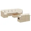 Image de vidaXL Salon de Jardin avec Coussins 10 pcs Beige résine tressée