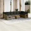 Image de vidaXL Salon de jardin 11 pcs avec coussins gris résine tressée