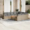 Image de vidaXL Salon de jardin 11 pcs avec coussins beige résine tressée