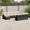 Image de vidaXL Salon de jardin 11 pcs avec coussins noir résine tressée