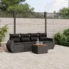 Image de vidaXL Salon de jardin 5 pcs avec coussins noir résine tressée