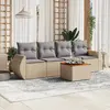 Image de vidaXL Salon de jardin avec coussins 5 pcs beige résine tressée