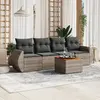 Image de vidaXL Salon de jardin 5 pcs avec coussins gris résine tressée
