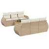 Image de vidaXL Salon de Jardin avec Coussins 7 pcs Beige résine tressée